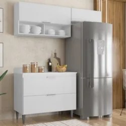 Armário de Cozinha Com Tampo CP03 170cm Pérola Branco Z34     - Mpozen