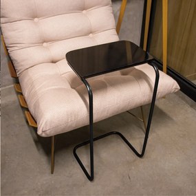 Mesa Lateral Tampo Preto Multiuso para Sofá Base Metálica D'Rossi - Preto