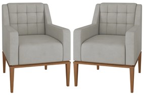 Kit 2 Poltronas Decorativas Sala de Estar Madonna Suede Cinza G52 - Gran Belo