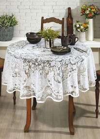 Toalha de Mesa Redonda Renda Branca 155 Cm