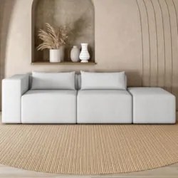 Sofá 5 Lugares 363cm Com Puff Direito Fay Linho Gelo Z55 - Mpozenato