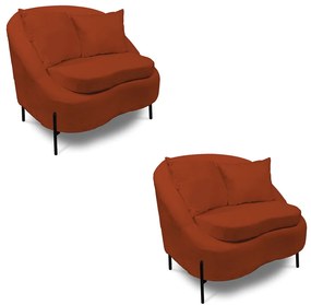 Poltrona Decorativa Orgânica Pé de Metal Preto Kit 2 Zaya Bouclê C05 - D'Rossi - Terra