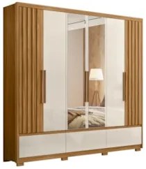 Guarda Roupa Casal com Espelho 6 Portas 240cm Arizona Z17 Freijó/Off W