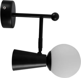 Arandela Aluminio Vidro Preto Sears