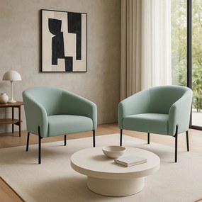 Poltrona Decorativa Pé de Ferro Preto Kit 2 Stella Cotelê Int/Veludo D03 - D'Rossi - Menta