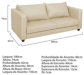 Sofá 2 Lugares Lisboa Suede - ADJ Decor