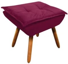 Puff Decorativo Sala de Estar Pés Palito Opla Suede Bordô - Ibiza