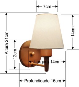 Arandela Cone Md-2004 Base Cobre Cúpula em Tecido 14/14x07cm Branco - Bivolt