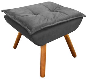 Puff Banqueta Decorativo Pé Palito Opala Suede D03 - D'Rossi - Grafite