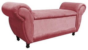 Recamier com Baú Itália Namoradeira Calçadeira Suede Rose - D'Rossi
