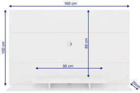 Painel Para TV Até 60" 1 Nicho 3 Prateleiras Premium Branco