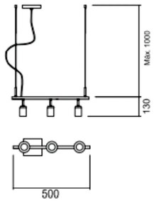Pendente Branch S/ Globos 50Cm 3L E27 | Usina 16553/3 (BT - Branco Texturizado)