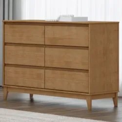 Cômoda Para Quarto 125cm 6 Gavetas Pé Madeira Solvi Freijó F07 - Mpoze