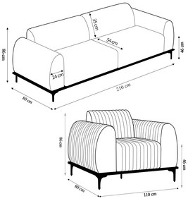 Conjunto Sofá 3 Lugares e 2 Poltronas Base de Madeira Euro 210 cm Veludo Rosê G15 - Gran Belo