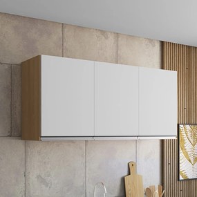 Armário Cozinha Aéreo 120cm 3 Portas Leticia A01 - D'Rossi - Amendoa e Branco