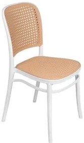 Cadeira Amis em Polipropileno Branca Simulando Palha no Assento e Encosto Or Design