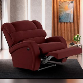 Poltrona do Papai Sala de Cinema Reclinável Kylie Power Elétrica USB Veludo Vinho G23
