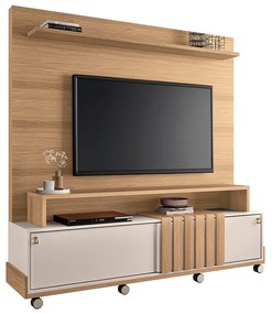 Home Painel Decorativo Bolt TV até 65 Pol Portas Deslizantes Pés Rodízio Freijó/Off White G26 - Gran Belo