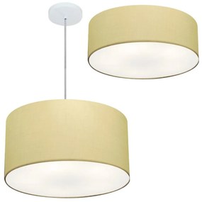 Kit Plafon Md-3014 Pendente Md-4049 Cúpula em Tecido 50cm Algodão Crú - Bivolt