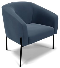 Poltrona Decorativa Pé de Ferro Preto Stella Suede Azul Marinho D03 - D'Rossi