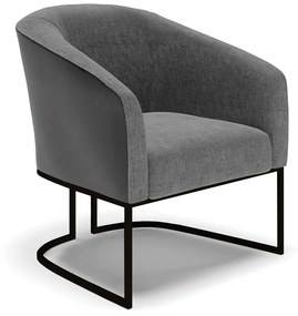 Poltrona Stella Corano Preto com Linho Grafite A26 Base Industrial Preto - D'Rossi