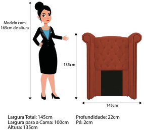 Kit Cabeceira e Calçadeira Veneza 100 cm Solteiro Suede Terracota - ADJ Decor