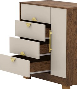 Cômoda Quarto 95cm com Espelho 1 Porta Kenia Imbuia/Fendi V01 - D'Rossi