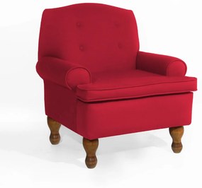 Poltrona da Vovó Lucy Decorativa Luxo Suede Vermelho