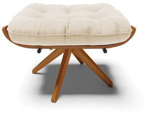 Puff Giratório Costela Suede Base de Madeira MA30 M11 - D'Rossi - Bege