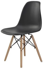 Cadeira Eames Eiffel Polipropileno Preto Base Madeira - 76824 Sun House