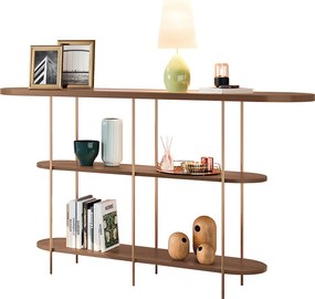 Aparador Decorativo Sala de Estar Infinity Tampo em Vidro e Pés em Aço Castanho G26 - Hb Móveis