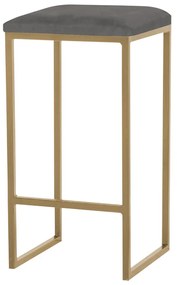 Banqueta Decorativa Billie Base Gold Suede Cinza G41 - Gran Belo