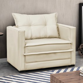 Poltrona Cama Retrátil Solteiro Milenni Veludo B03 - D'Rossi - Bege