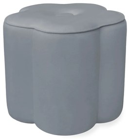 Puff Decorativo Flor Veludo - Cinza