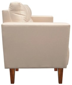 Sofá Namoradeira Livia Suede Bege Pés Chanfrado Castanho - D'Rossi