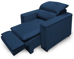 Poltrona Reclinável Retrátil Onix Veludo Azul Marinho - Sheep Estofados - Azul escuro