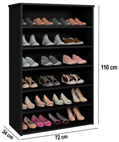Sapateira Vertical 18 Pares 72cm Closet Organizador Melice A01 - D'Rossi - Preto