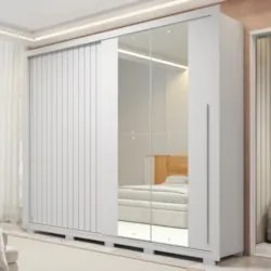 Guarda Roupa Casal 245cm Com Espelho Scipio Branco C01 - Mpozenato
