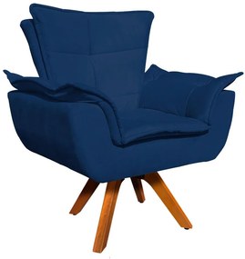 Poltrona Sala de Estar Giratória MM30 Opala Suede Azul Marinho