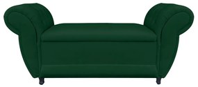 Recamier com Baú Grécia Namoradeira Calçadeira Suede Verde - D'Rossi