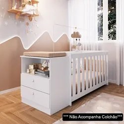 Conjunto Berço Certificado Inmetro e Cômoda 2 Gavetas Aconchego LA006