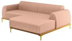 Sofá 230cm 4 Lugares com Chaise Direito Pés Gold Molino C-105 Linho Ro