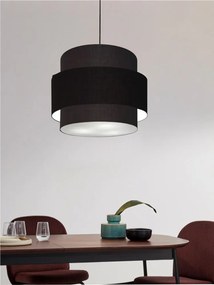 Lustre Pendente Cilíndrico Md-4384 Cúpula em Tecido Preta Tam 50cm