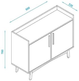 Armário Buffet Balcão Bpi 101 - Branco Castanho Pinus