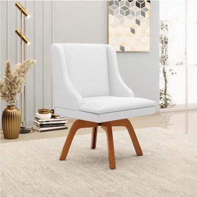 Kit 02 Cadeiras de Jantar Liz Corino Branco Base Giratória de Madeira Mm35 D03 - D'Rossi