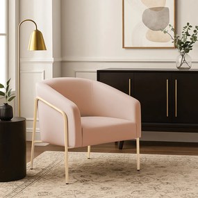 Poltrona Sala Industrial Alta Champanhe Stella Veludo D03 - D'Rossi - Rose