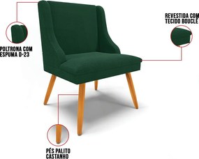 Cadeira Sala de Jantar Pé Palito Castanho Liz Bouclê D03 - D'Rossi - Verde