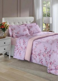 Jogo de Cama Floral Lilás Solteiro 3 Peças