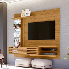 Painel TV 55 Pol 182cm Bancada Suspensa para Sala Romelli M20 - D'Rossi - Cumaru