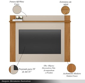 Conjunto Painel Extensível Rack TV até 65 Polegadas Tremonti/Audrey Nature/Off White G77 - Gran Belo